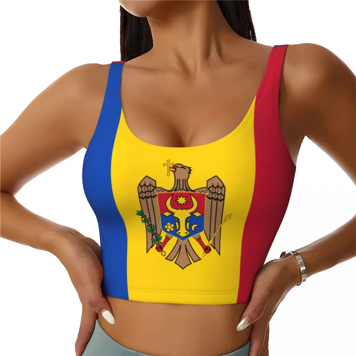 Yoga En Fitness - Drapeau de Moldavia Tops basiques femmes