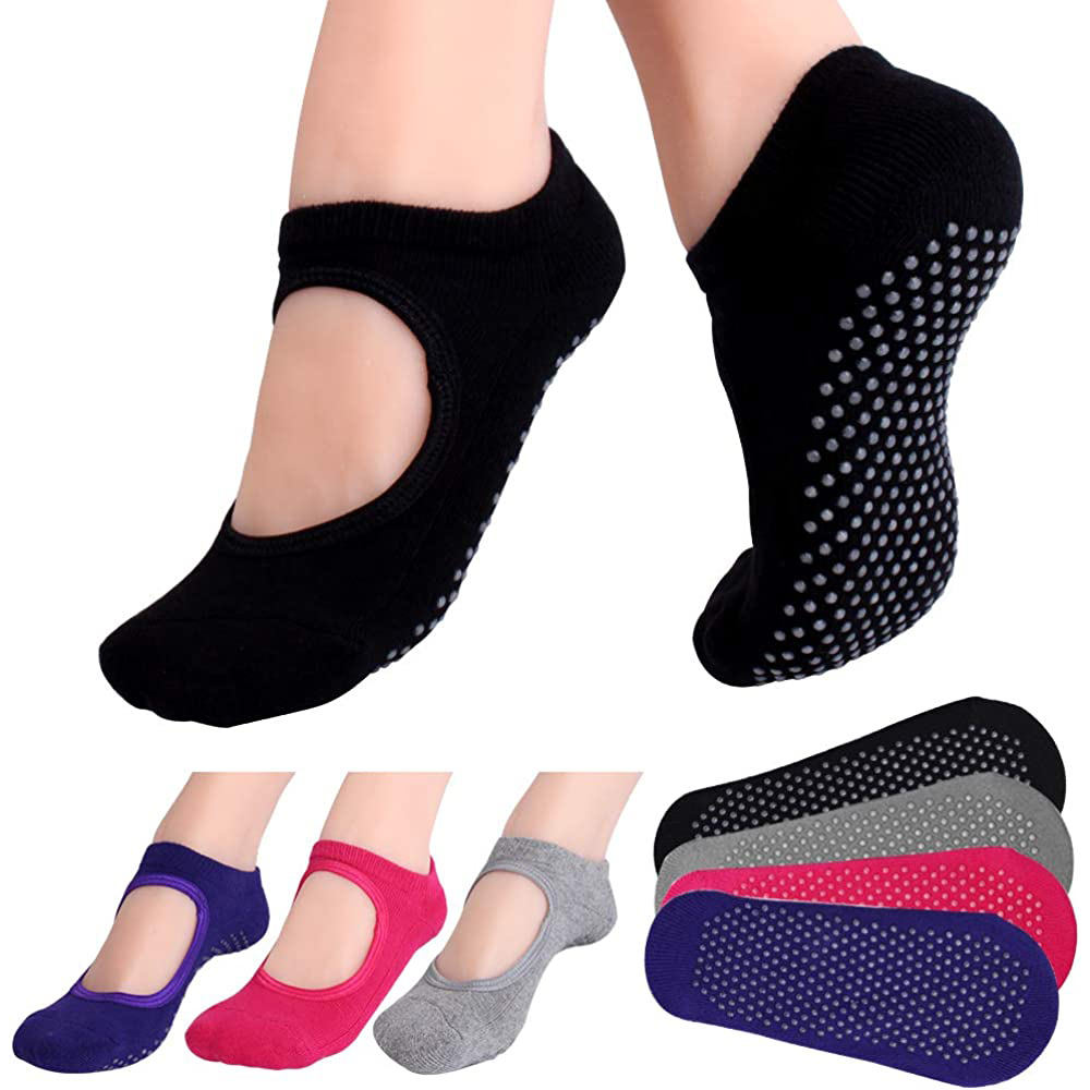 Yoga Fitness Gym - Chaussettes de Pilates antidérapantes, dos nu,