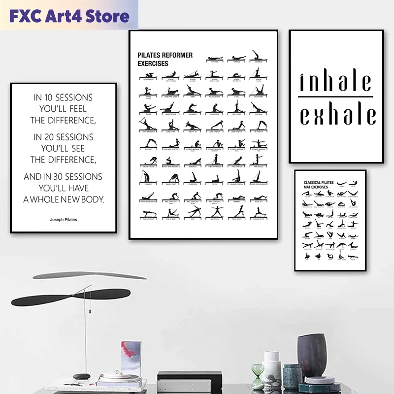 Yoga Fitness Gym - Affiche de tableau d'entraînement Pilates sans
